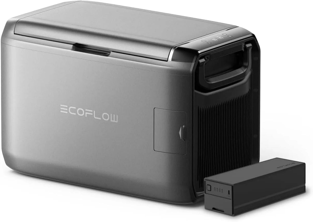 Kühlbox, ECOFLOW GLACIER Classic tragbar 45L mit 298 Wh Zusatzakku, 39 Stunden netzunabhängige Kühlung, Zweizonen-Autokühlbox, Solar, für Camping
