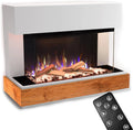 Kaminofen GLOW FIRE, max. 1500 W, Curie mit realistischem 3D E-Motion LED-Feuer, 114x89x41,5, Weiß, Stand-Elektrokamin mit Heizung, Kaminfeuer & Timer