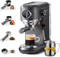 Espressomaschine CAFELFFE, mit Milchaufschäumer, Für Nes*- und DG*-Kapseln, Farbe Grau, 7-stufige Kaffeemengenauswahl, ESE-Pads und Kaffeesatz
