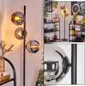 Koyoto Modell E14 HOFSTEIN Stehleuchte, Ø 15 cm, Breite 160 cm, Stehlampe aus Metall, Chrom, Rauch, Leuchte im Vintage-Design mit Glasschirmen