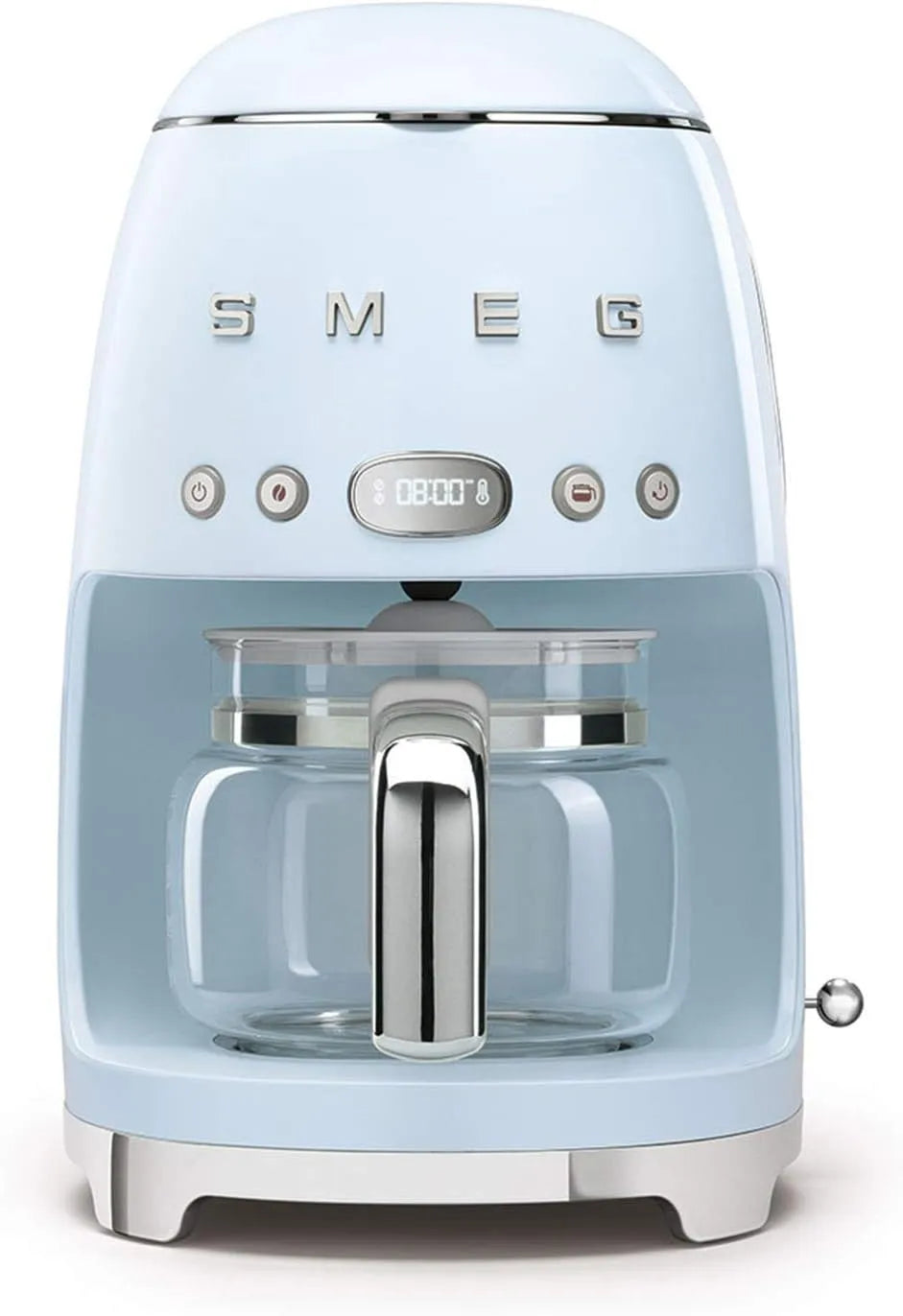 Smeg Kaffeemaschine DCF02PBEU, 2 Intensitätsniveaus, Filter, Warmhaltefunktion, Glaskaraffe bis 12 Tassen, Leistung 1050W, Pastellblau