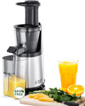 Russell Hobbs Entsafter 25170-56, Slow Juicer Profi, Edelstahl, inklusive Rücklauffunktion, Obstpresse, 3 Siebeinsätze:fein, grob & gefrorene Früchte