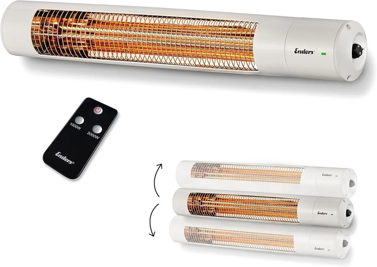 Oxeo White 49286 Enders Wandheizstrahler, Fassungsvermögen 3 Leistungseinstellungen bis 2.000 W, Elektrostrahler, Heizpilz, Halogenstrahler