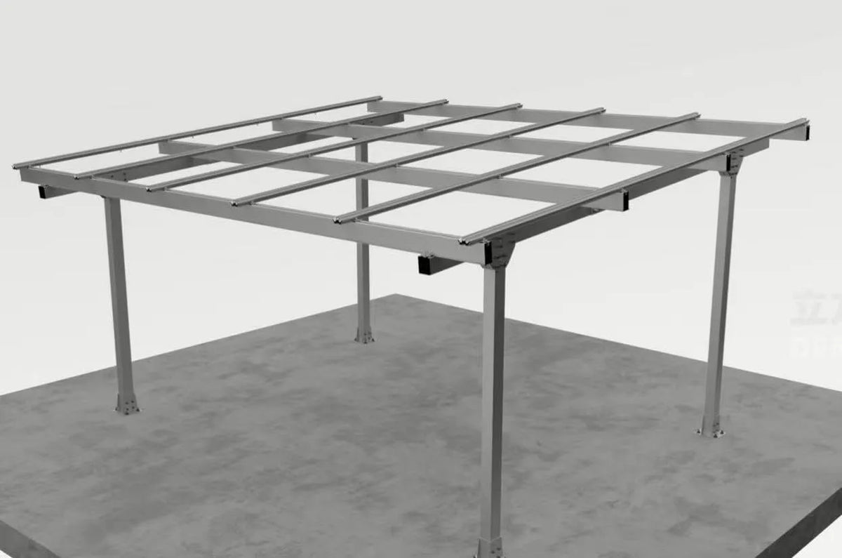Carport, Doppelcarport für 2 Autos, Aluminium, Silber