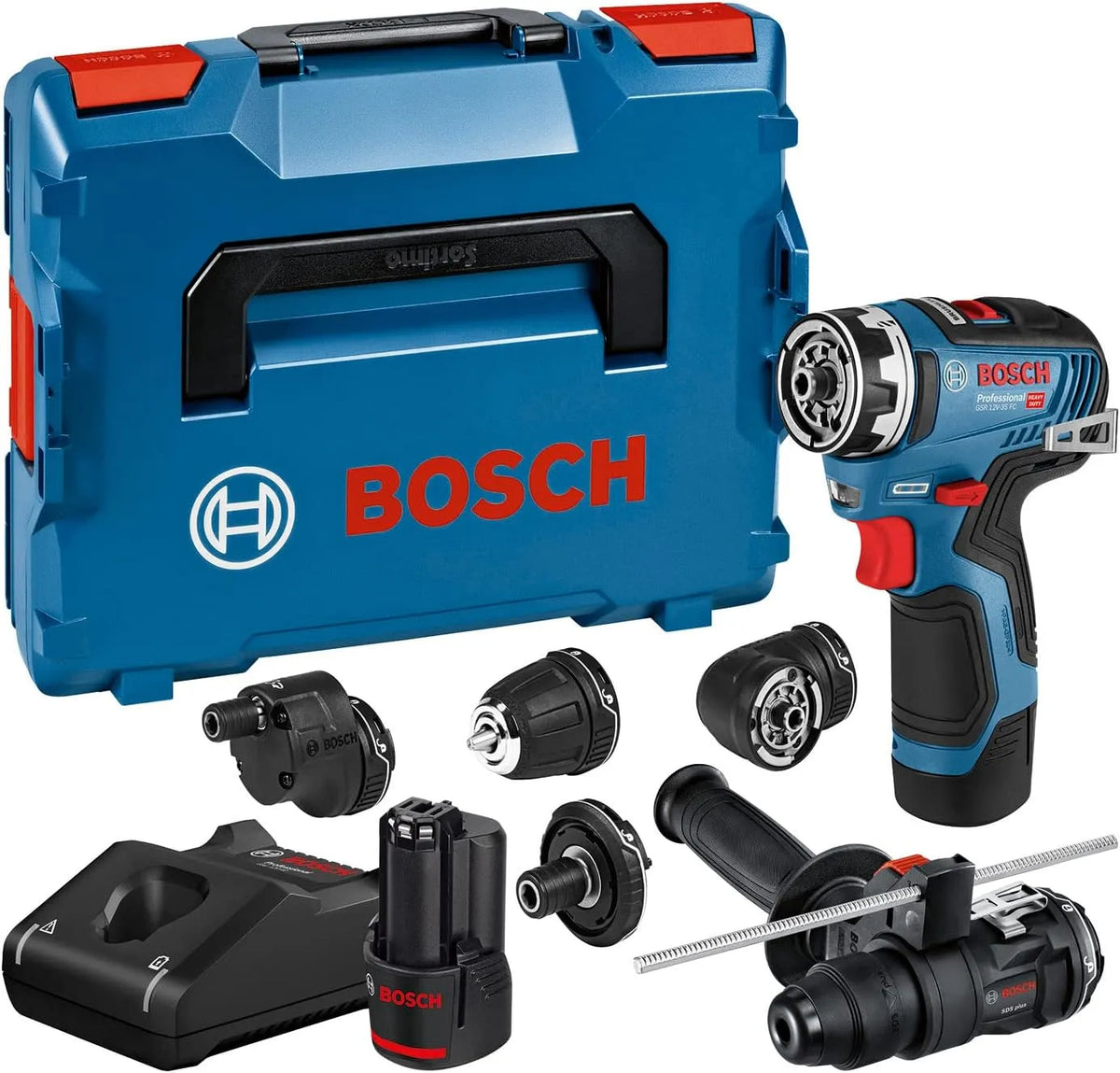 Bosch Modell, Professional 12V System Akku Bohrschrauber GSR FC 12V-35 12V-40, inklusive. 4 x Aufsatz, L-BOXX, FlexiClick System