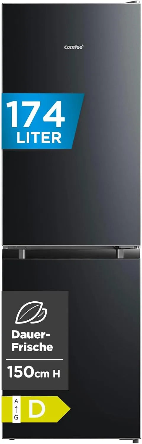 Comfee Kühlschrank RCB169DK3, Leise 38 dB, Fassungsvermögen 115L Kühlteil + 59L Gefrierteil, ' mit Gefrierfach, Low Frost, in freistehender Ausführung
