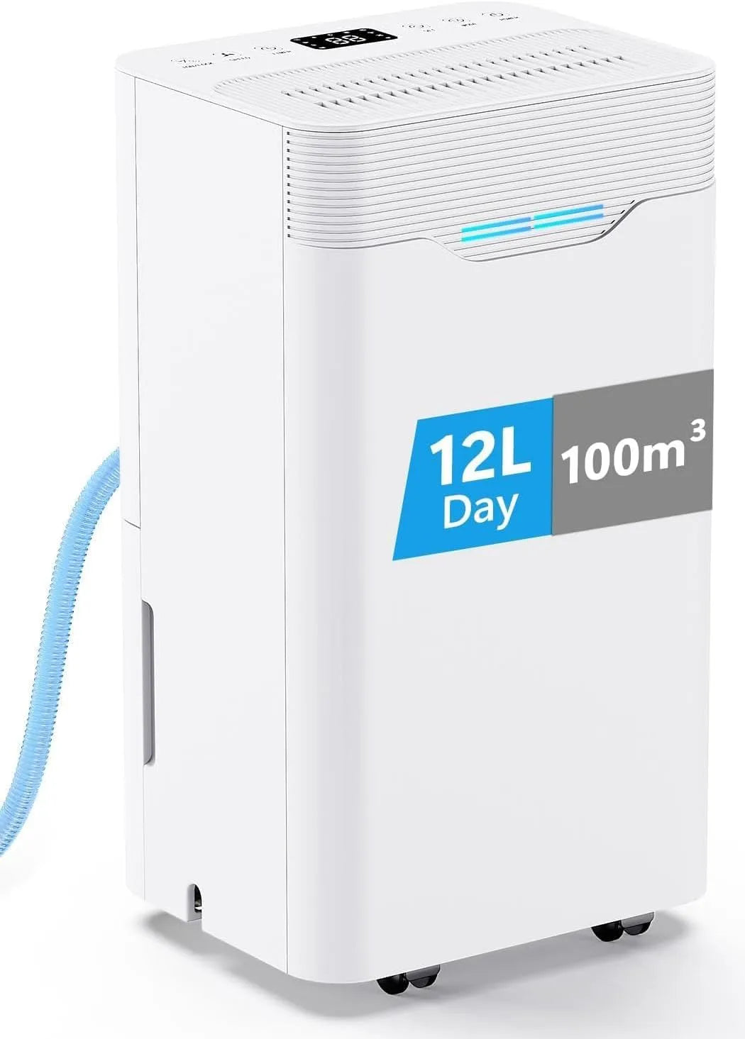 Luftentfeuchter 24H 3Modus, 12L/Tag, Fassungsvermögen 12L, Automatischer Abschaltung, Keller, Weiß, Elektrisch 12L/Tag mit Timer, für Wohnung