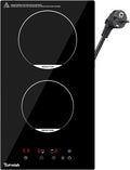 Induktionskochfeld, Breite 30cm, Induktions Herdplatte 2 kochfelder, 2 Platten, Restwärmeanzeige & Boost-Funktion, Induktionskochplatte, Timer