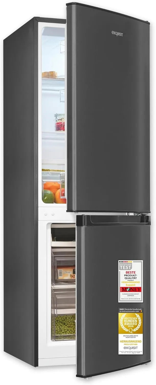 Exquisit Kühl-Gefrierkombination 4-Sterne-Gefrierfach KGC5232-60-E-040C, Fassungsvermögen 173 l Nutzinhalt, 40 dB, Energieklasse C, inoxlook-az