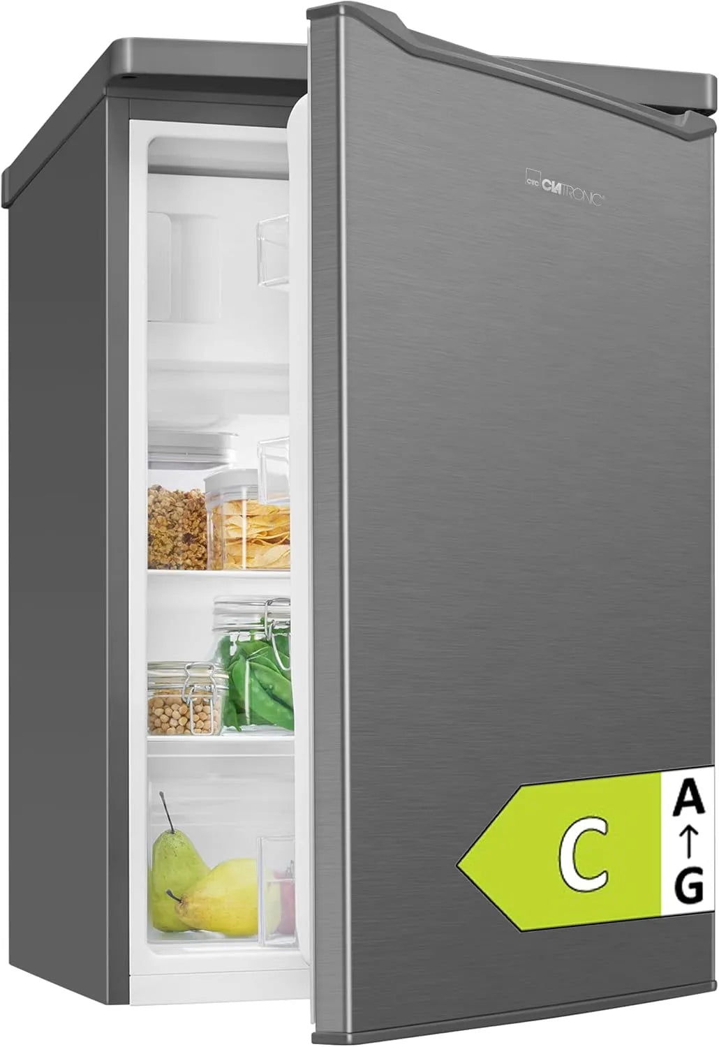 Kühlschrank KS 101 Clatronic, Kühl schrank klein, Breite 85cm, leise 37dB, 0°C, 8°C, Fassungsvermögen 109L Fridge, mit Gefrierfach, Energieklasse C