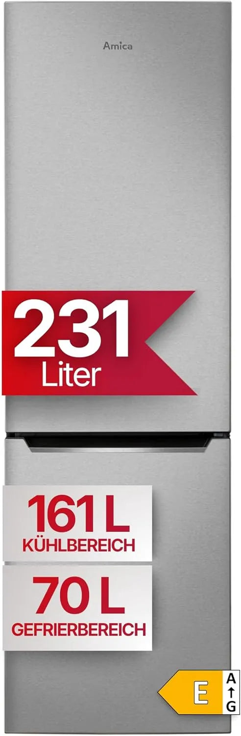 Amica, Kuehlschrank in freistehender Ausführung Edelstahloptik, Kühl‑Gefrierkombination in freistehender Ausführung 231 l Total NoFrost FreshZone