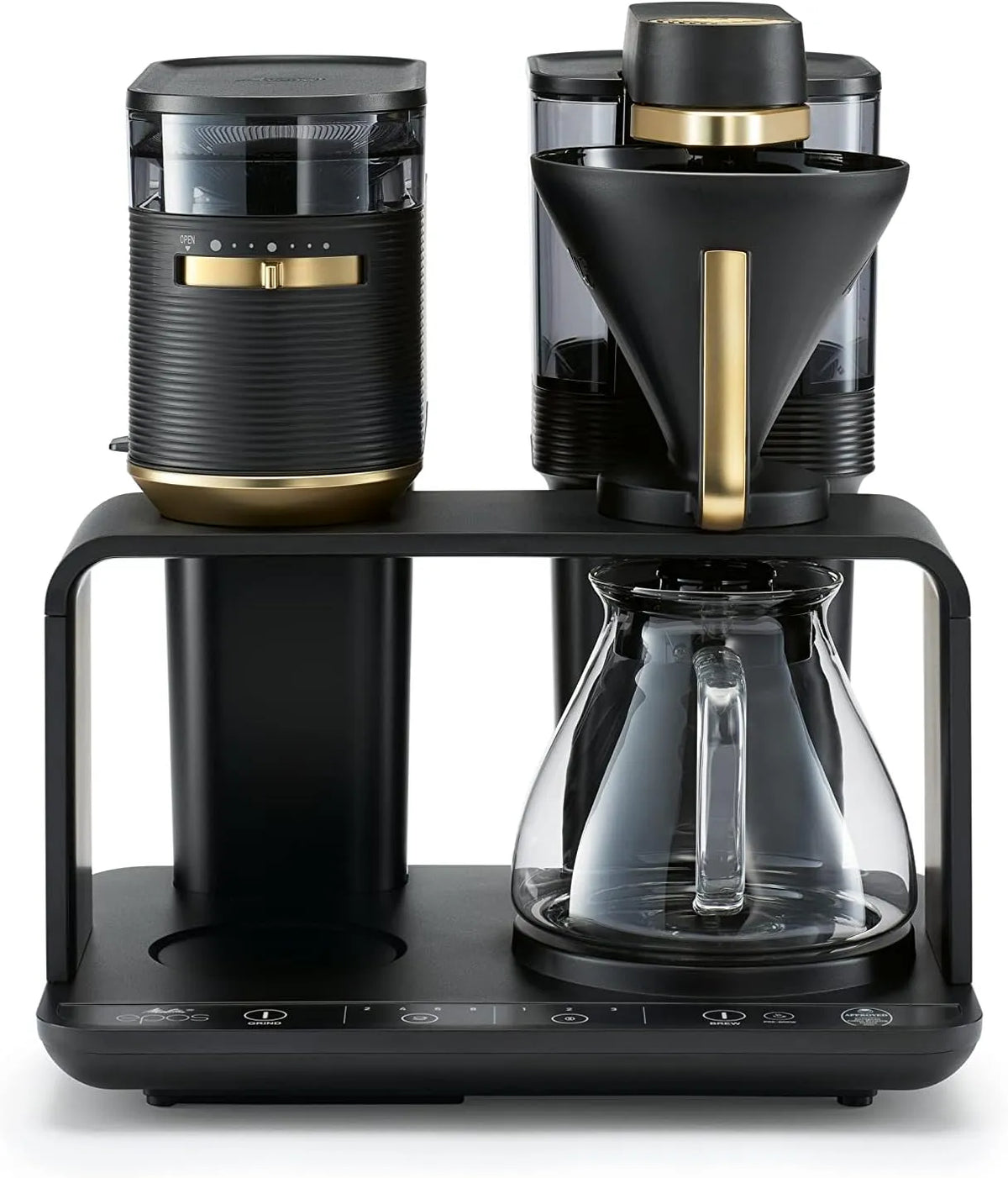 Melitta Kaffeemaschine, in Schwarz-gold, EPOS mit Mahlwerk