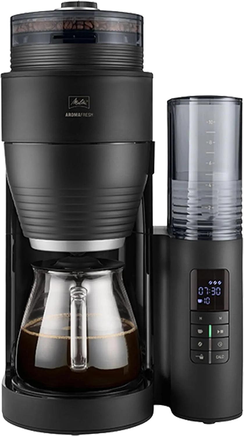 Melitta Kaffeemaschine, Glaskanne und Timer-Funktion, für bis zu 10 Tassen Kaffee, AromaFresh X, in Schwarz, silber