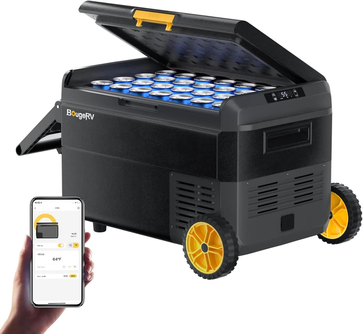 Kompressor IPX4, Gefrierbox Camping Kühlschrank Elektrisch wasserdicht für Reisen Boot Angeln -20℃, BougeRV CRS 40L Kühlbox