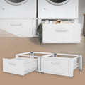 Waschmaschine, ML-Design Doppel Waschmaschinen Untergestell mit 2 Schubladen, Maße 128x53,5x31,5 cm, Stahl, Weiß