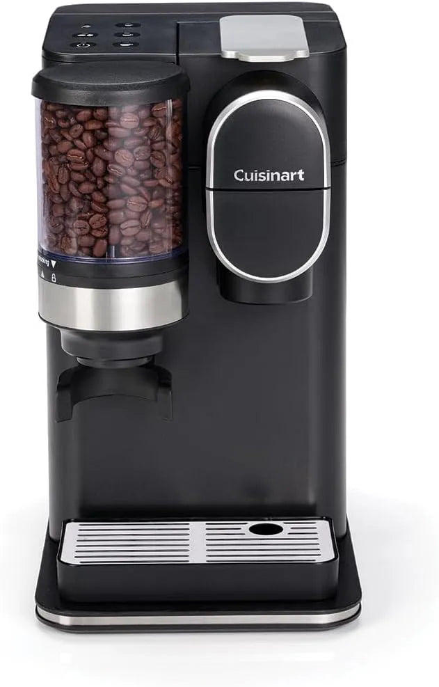 Kaffeemaschine Cuisinart, gemahlen und gebrüht, 3 Tassengrößen wählen, für eine Tasse, Eingebautes Kegelmahlwerk aus Edelstahl, in Schwarz