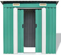 Gartenhaus, Metall 190x124x181 cm Geräteschuppen Gartenhütte FahrradunterstandGrün