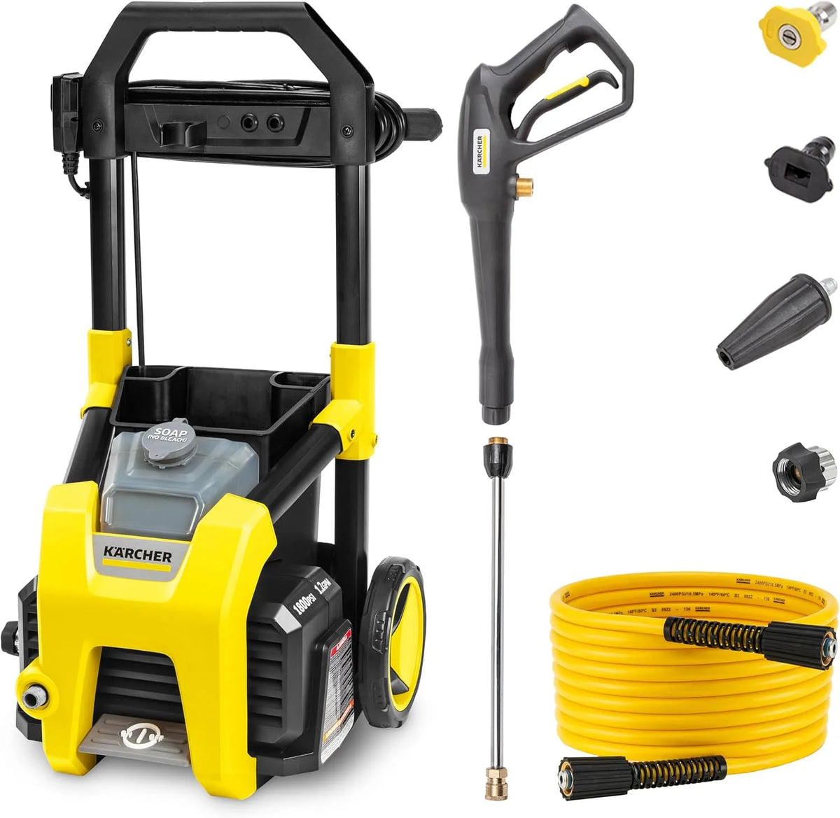 Karcher Hochdruckreiniger K1800PS 2250, Max PSI mit 3 Düsen zur Reinigung von Autos, Einfahrten, 1800 PSI 1,2 GPM TruPressure elektrischer