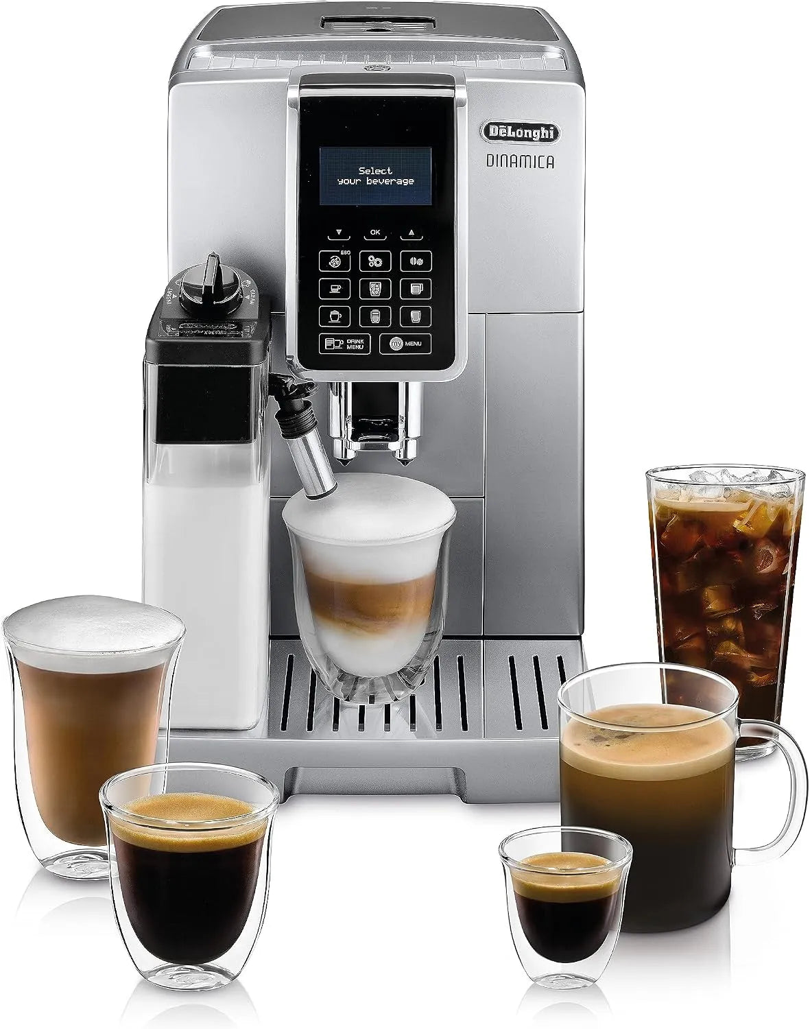 De'Longhi Kaffeevollautomat ECAM 350.75 350.75.S 2-Tassen-Funktion, Cappuccino und Espresso und auf Knopfdruck, Großer 1,8 Liter Wassertank, Silber