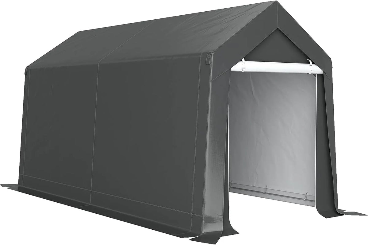 Outsunny Fahrrad, Maße 210 x 360 x 235 cm, Garagenzelt für Fahrräder, wasserdicht Zeltgarage mit Tür, Garten, Dunkelgrau