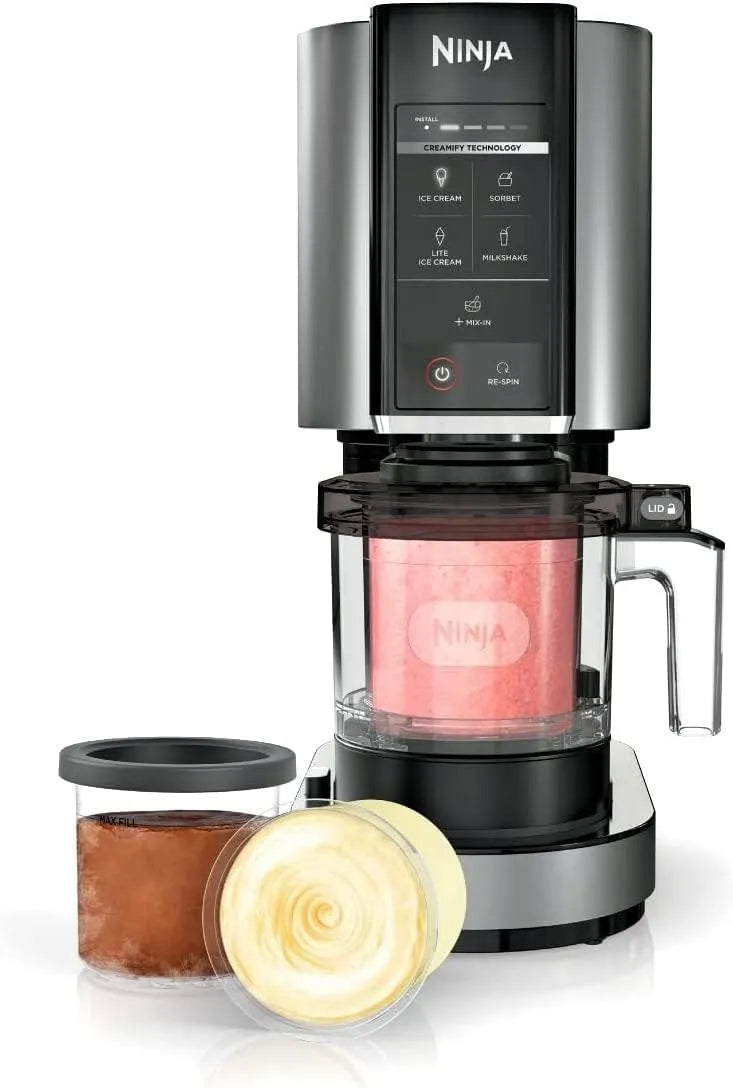 Ninja Eismaschine NC300, 5 One-Touch-Programme, 2, Pint-Behältern & Deckeln, CREAMi, für Gelato, Mix-ins, Milchshakes, Sorbet, Smoothie-Schalen & mehr