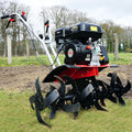 4,5 kW HECHT Starke, bis 32 cm tief Garten umgraben und Boden auflockern I Gartenfräse Benzin, Bodenfräse
