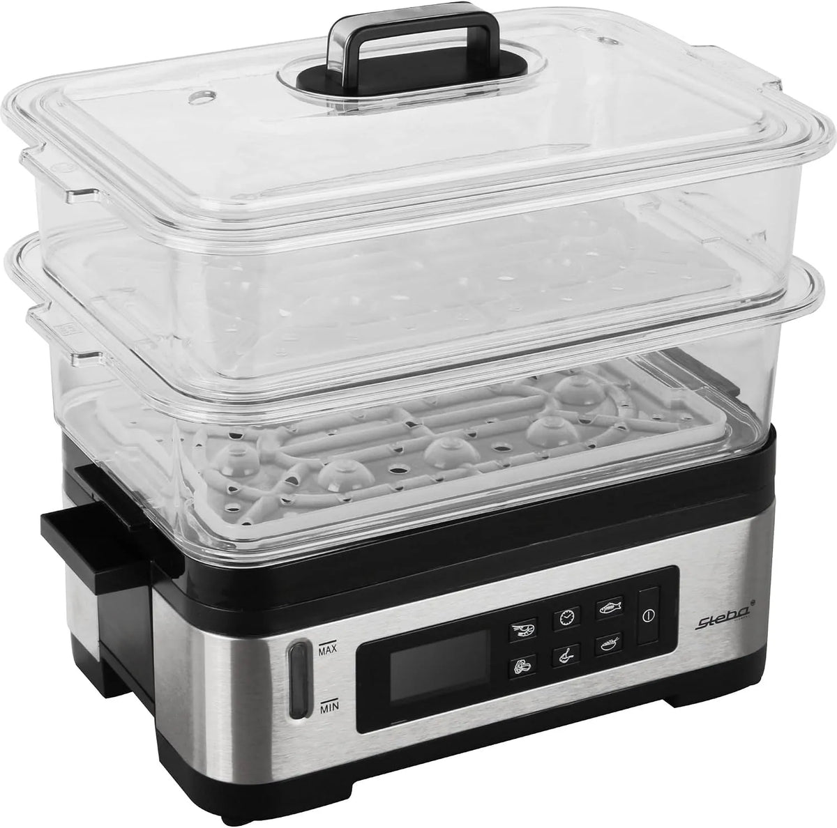 2 Dampfstation 6 Liter Edelstahl Farbe Schwarz Steba DG