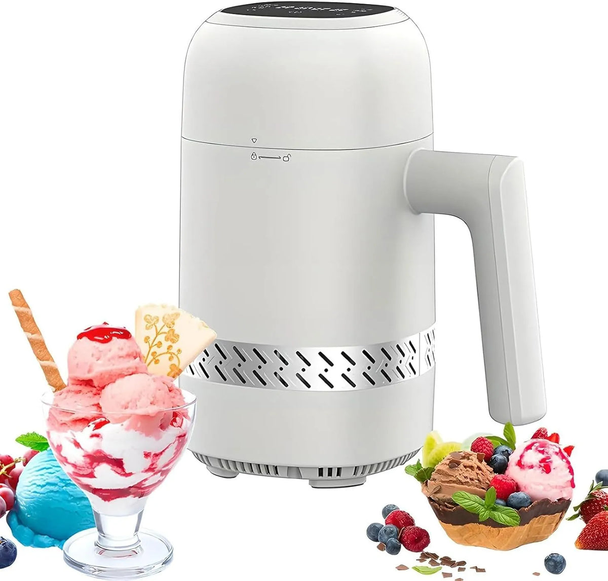 Eismaschine, 6 Modi und 90-minütiger Schnellproduktion, Frozen-Yogurt-Maker, Fassungsvermögen 300 ml, for die DIY-Herstellung von Softeis