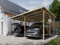 Carport 9er Holz Doppel, 290 cm hoch, mit UV-Schutz, inklusive. Dacheindeckung, Maße 595 x 495 cm, Fichte Kiefer, Pfosten