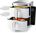 Heißluftfritteuse, 32% platzsparender, Fassungsvermögen 10L, 2 Kammern, GOURMETmaxx FryUp Vertikale Doppelkammer, vertikaler Airfryer