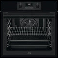 AEG Backofen BES331110B 6000, Serie, Heißluft mit Ringheizkörper, Versenkknebel, Display mit Uhr, in Schwarz, Einbaubackofen, SurroundCook, Autark