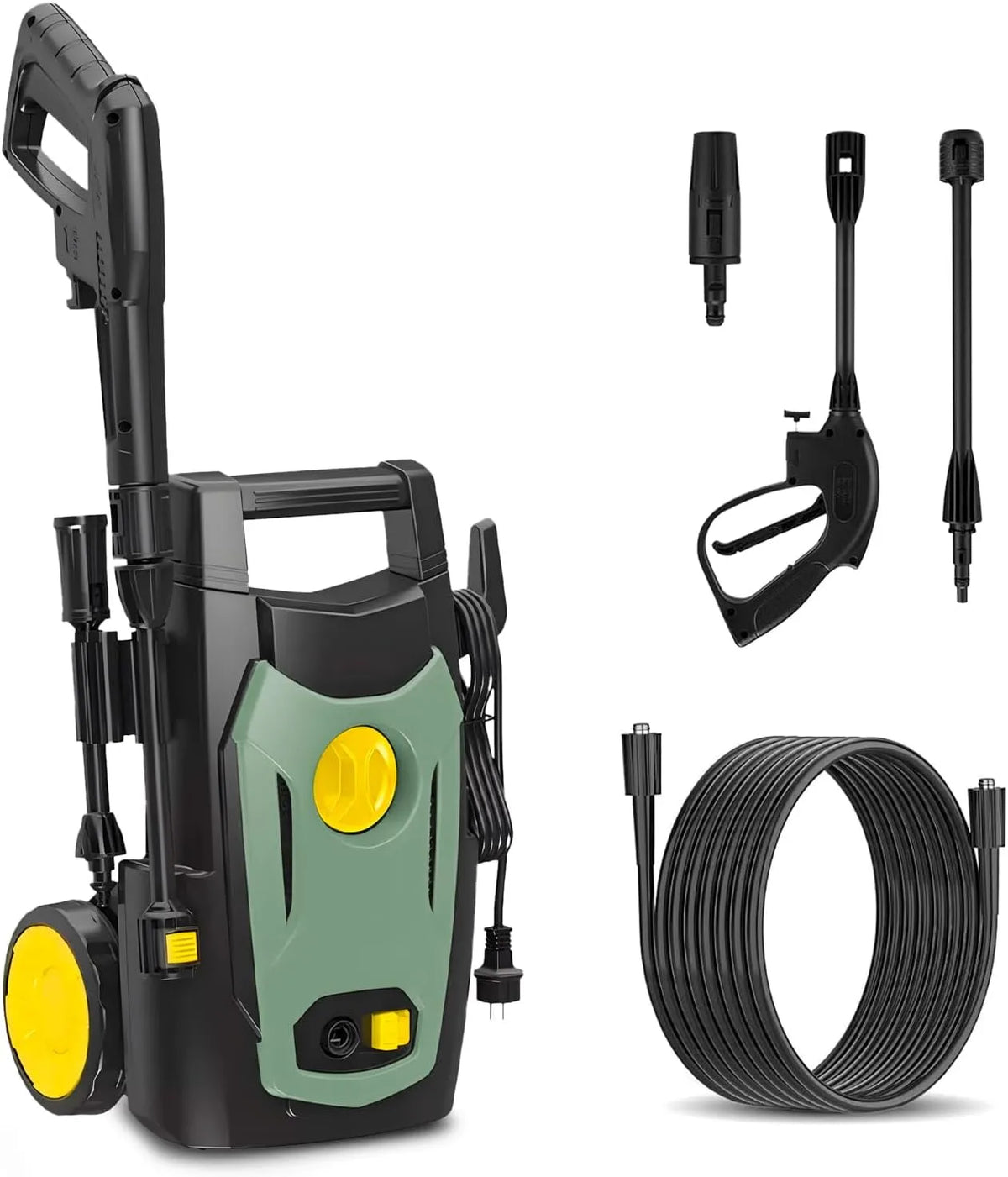 Hochdruckreiniger Avilia, Leistung 1200 W, Druck 100 bar, 6,5 l/min, Motorrad und Fahrrad, 5 m langes Elektrokabel, mit kaltem Wasser, mit Rädern