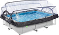 Pool, Maße 300x200x65cm, EXIT Toys Soft Grey mit Multifunktionale Abdeckung, Rechteckiger, Kompakter Rahmenpool mit Kartuschenfilterpumpe, Farbe Grau