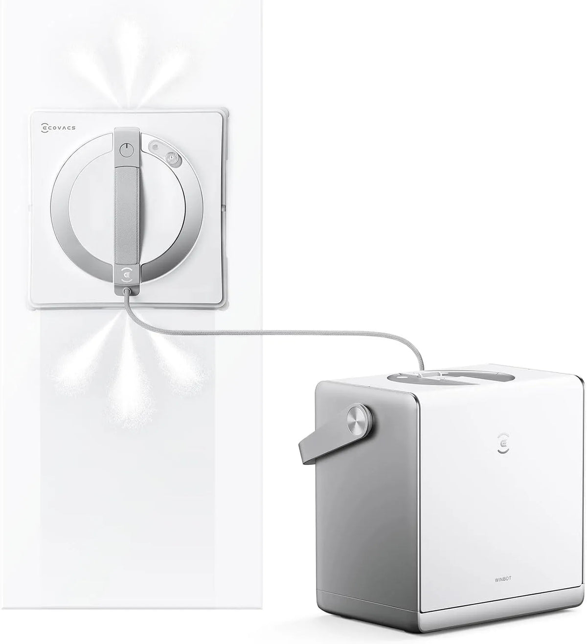 Ecovacs Modell 12-stufigem W2S, WINBOT Omni Fensterputzroboter mit Multifunktionsstation, intelligenter Bis-an-den-Rand-Reinigung mit TruEdge