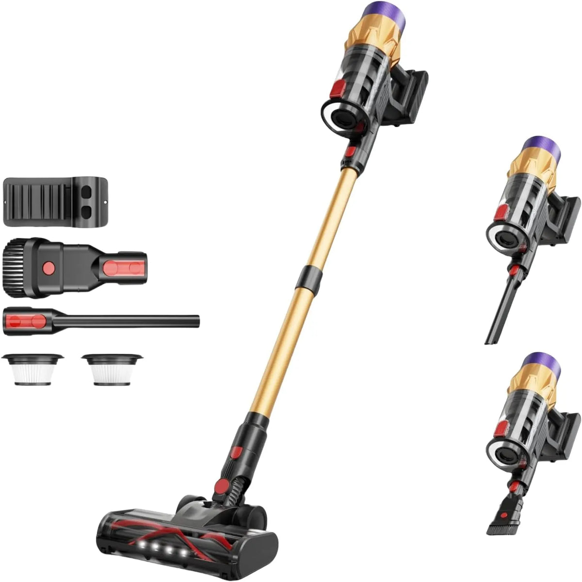 Akku-Staubsauger Ultra-starker, Bis zu 60 Minuten Laufzeit, Beutelloser Staubsauger für Teppiche, Leistung 550 W, Hartböden & Tierhaare