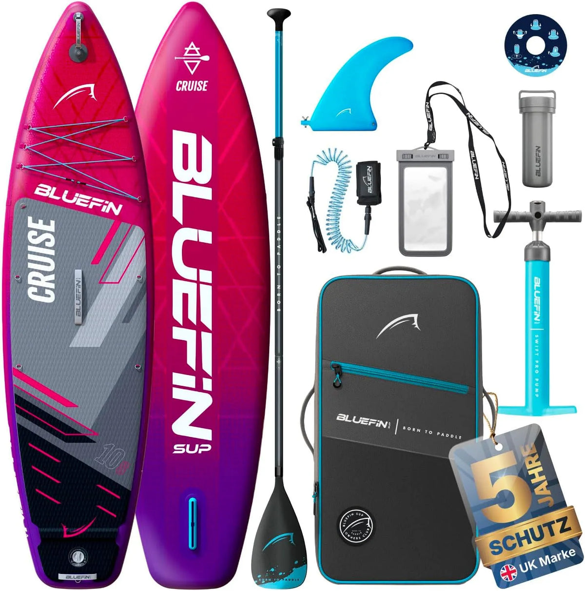 10'8 aufblasbares Paddleboard Bluefin Cruise, 6' Dickes Allround-SUP-Paddleboard, SUP-Paket & Zubehör, Rutschfestes Deckpad & leicht