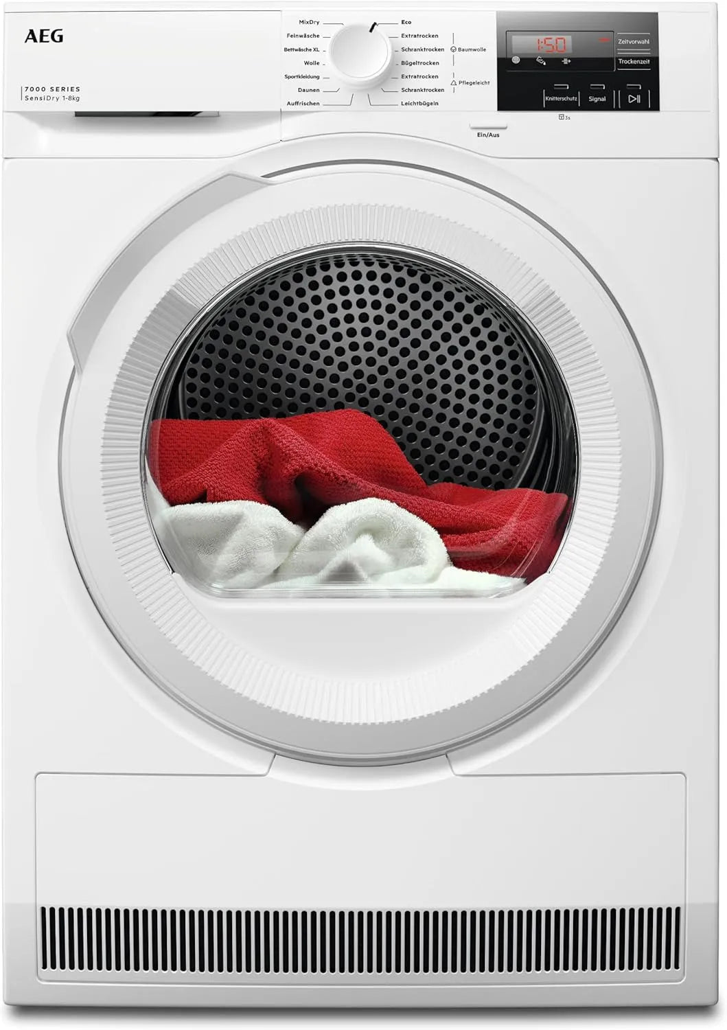 AEG Wärmepumpentrockner 7000 TR7T50580, Serie SensiDry, neue EKK D, Weniger Bügelaufwand mit Reversierautomatik, Knitterschutz, Gewicht 8 kg