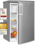 Exquisit Kühlschrank KS16-4-HE-040D, Fassungsvermögen 109 l Volumen, inoxlook, Standgerät, Gefrierfach, LED-Licht, Türanaschlag wechselbar