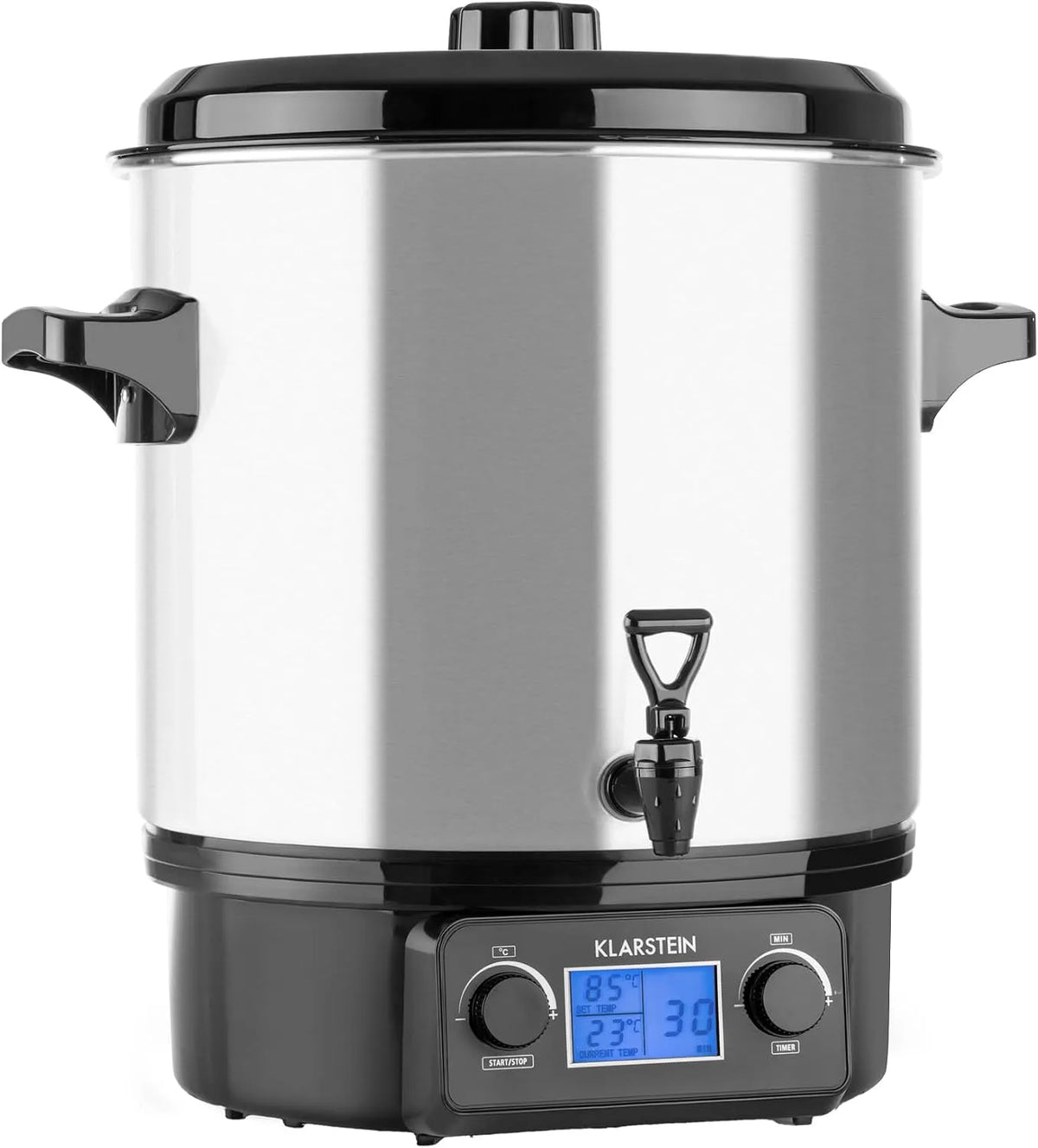 Klarstein Biggie Digital, 2000 Watt, Einkochvollautomat, elektrisch, Abschaltautomatik, Ablaufhahn, silber, Fassungsvermögen 27 Liter, Einkochtopf