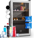 Klarstein Kühlschrank, Fassungsvermögen 80 Liter, Mini mit Glastür, für Zimmer, Getränkekühlschrank Klein mit Verstellbaren Ablagen, Indoor