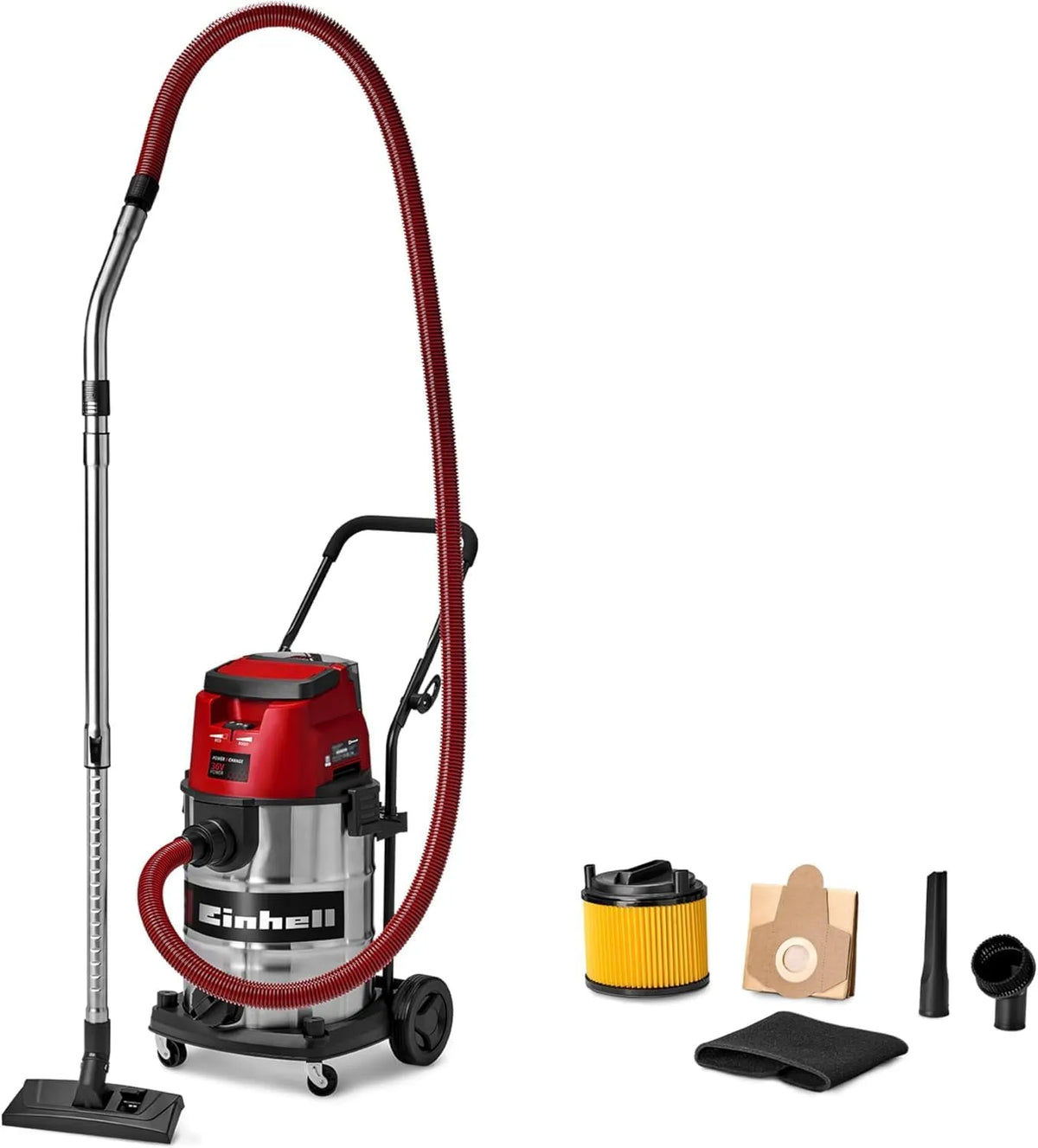 Einhell Nass-/Trockensauger TE-VC 36, Akku-Nass /30 Li S-Solo Power X-Change, Spannung 36 V, Edelstahlbehälter 30 l, Boost-Mode, ECO, Blasanschluss