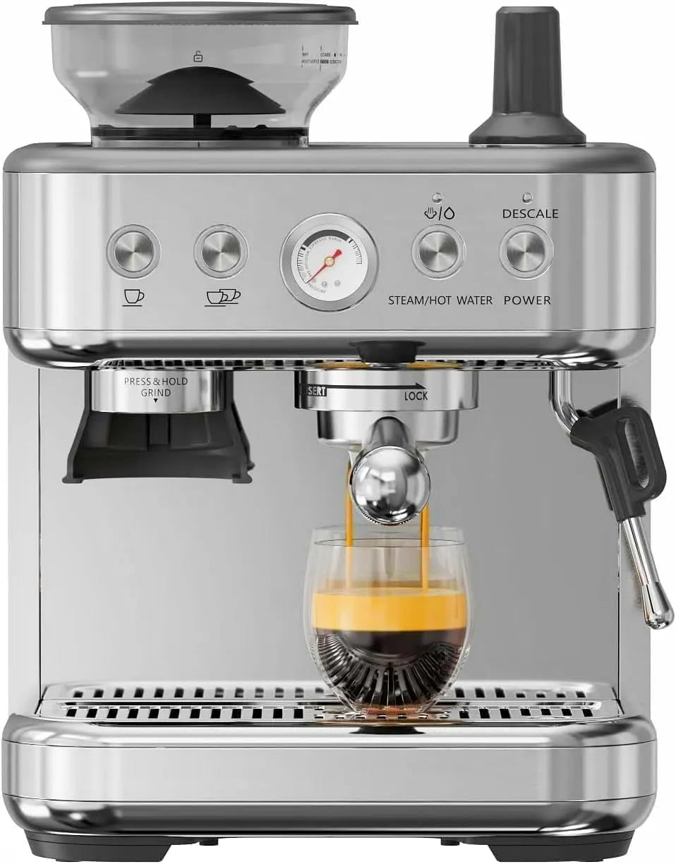 Espressomaschine, Kaffeemaschine Mit Abnehmbaren Wassertank 2.3L, Mit Mahlwerk, Milchschaumdüse