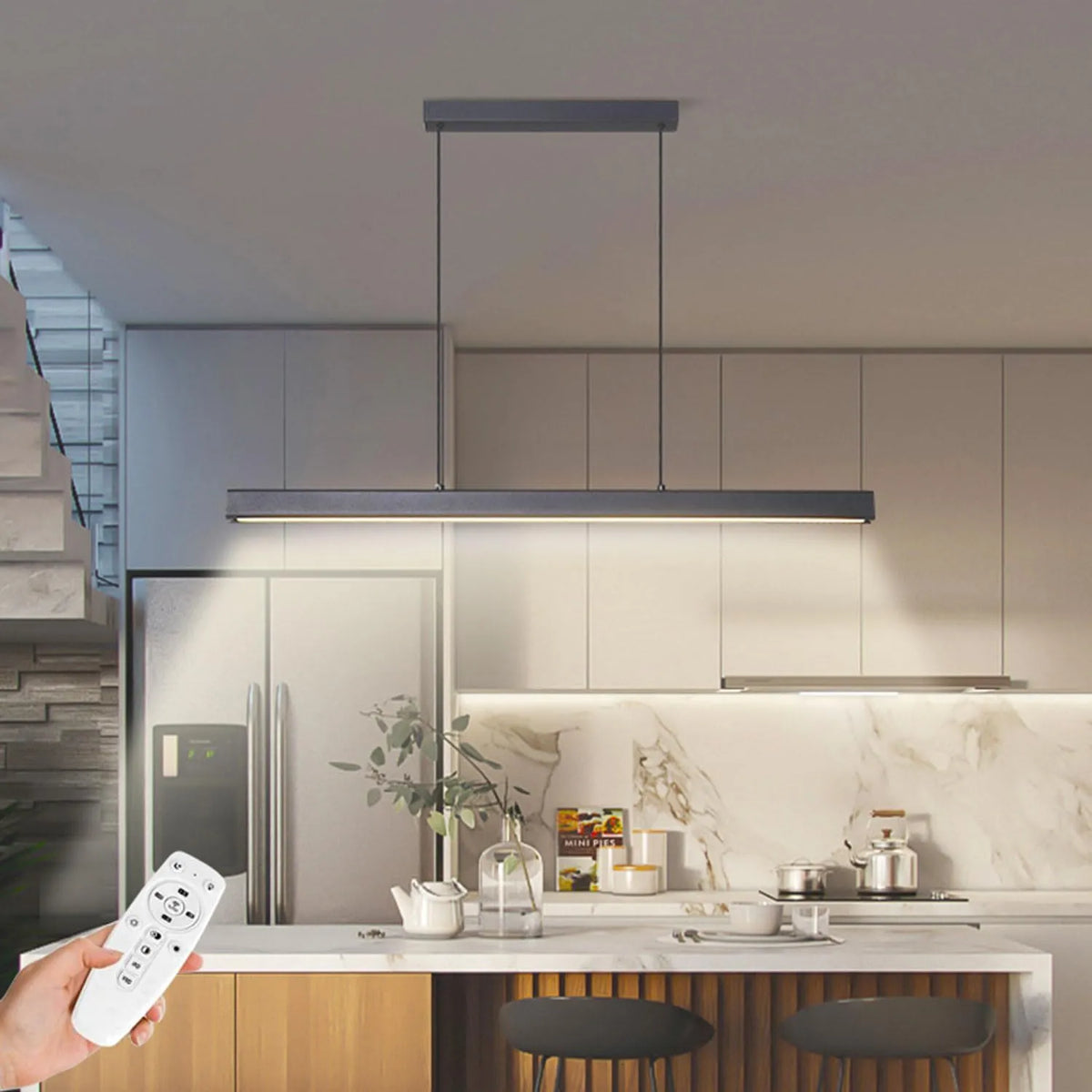 SENFAY LED Pendelleuchte Farbe Schwarz dimmbare, Leistung 52W Esstischlampe, Bürolampe mit Memory Funktion