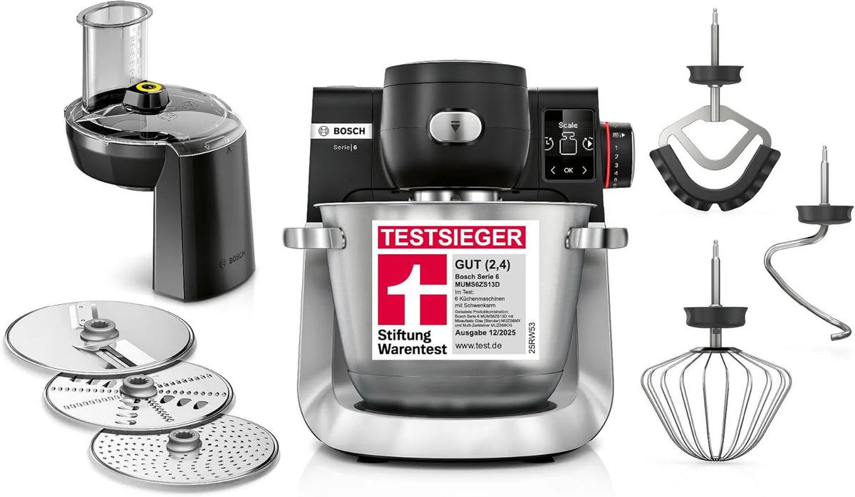 Bosch Küchenmaschine MUMS6ZS13D, Serie 6, 7 Automatikprogramme, Leistung 1600 W, Fassungsvermögen 5,5l Schüssel, integr. Waage, Durchlaufschnitzler