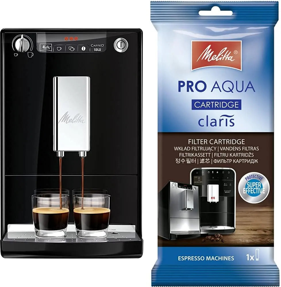 Melitta Kaffeevollautomat E950-101 192830, 15 Bar, 1 Patrone, Caffeo Solo Schlanker mit Vorbrühfunktion, LED-Display