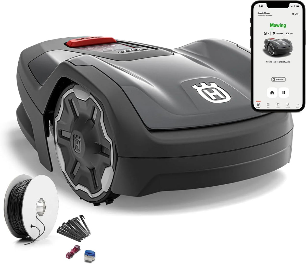 Husqvarna Rasenmäher, Mähroboter Automower Aspire R4 für 400 m² Fläche I Akku Roboter, Steuerung per Connect App, inklusive. Sprachsteuerung, WLAN