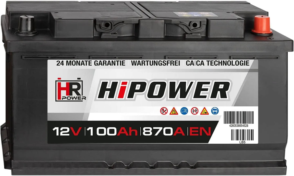 Modell 870A 870A 870A/EN HR HiPower, Blei-Säure 100Ah 12V 870A, EN Autobatterie mit bewährter Calcium-Calcium-Technologie