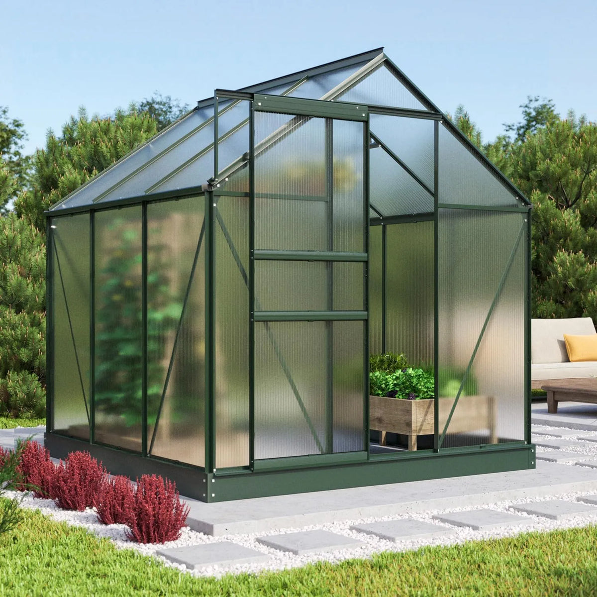 Gewächshaus 3800 Vitavia, 4 mm HKP, 3,8 m², Comet ', smaragd, Wetterfestes & stabiles Treibhaus, für Gemüse & Pflanzen, Robust & langlebig