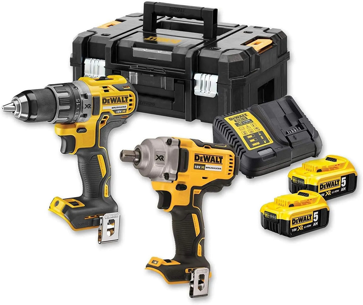 DeWalt Modell 2-tlg DCK2077P2T-QW, Spannung 18 Volt, Akku-Kombopack, Gelb, in Schwarz