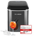 Klein mit Eisschaufel & 2 Eiswürfelgrößen KLAMER Eiswürfelmaschine, Gewicht 15 kg Eiswürfel pro Tag, 10 Eiswürfel in nur 7 Min, in Schwarz